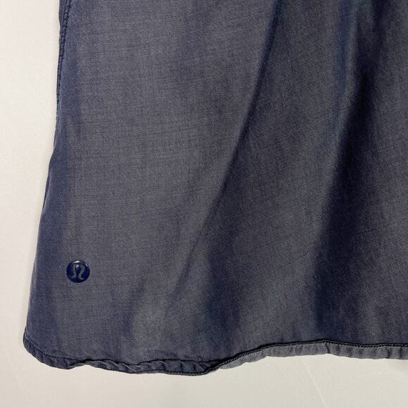 Lululemon Womens 8 Blue Chambray Split Back Tank Top Crew Neck Sleeveless - Picture 7 of 7